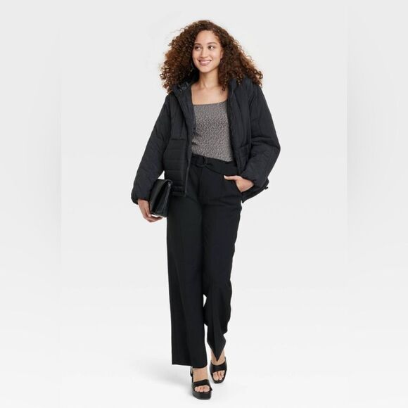 a new day gray textured stretch square front neckline long sleeve bodysuit. Med - Picture 10 of 10